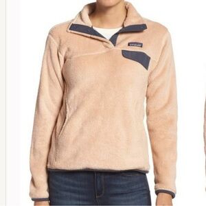 Patagonia ReTool Fleece Pullover with Pocket Blush & Grey Sz M